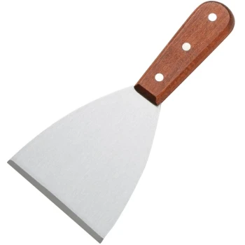 American Metalcraft SSC19 8 1/4" x 4" Stainless Steel Grill Scraper with Wood Handle