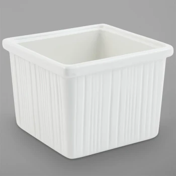 Bon Chef 9502PWHT 72 oz. White Sandstone Finish Cast Aluminum Straight Sided Square Bowl