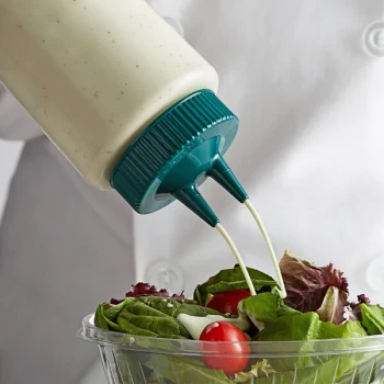 Vollrath 2316-13191 Traex® Color-Mate™ 16 oz. Clear Twin Tip™ Wide Mouth Squeeze Bottle with Vista Green Cap