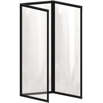 H. Risch, Inc. TET Deluxe Sewn 4 1/4" x 14" Black 6 View Foldout Vinyl Menu Cover With Black Smooth Corners and Gloss Finish