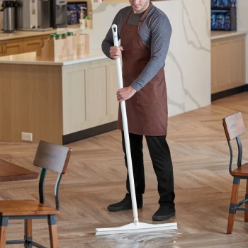 Vikan 23 5/8" White Ultra-Hygienic Single Blade Rubber Floor Squeegee with 59 1/8" Ultra-Hygienic Handle