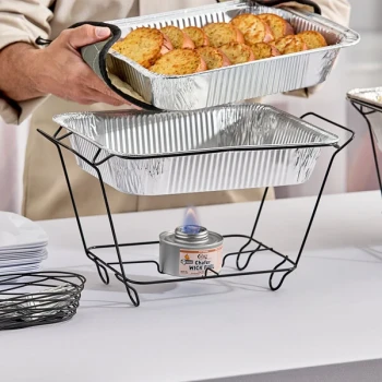 Choice Black Wire Chafer Stand for Half Size Disposable Pans
