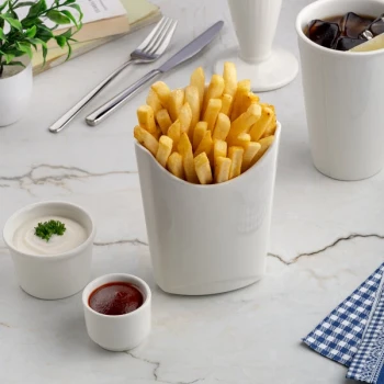 Ariane Slow Fast 4 3/8" x 2 9/16" x 6 5/16" Ivory Rectangular Porcelain French Fry Holder - 6/Case