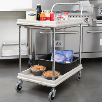 Metro BC2030-2DG Gray Utility Cart with Two Deep Ledge Shelves 32 3/4" x 21 1/2"