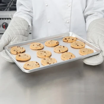 Chicago Metallic 40950 Half Size 14 Gauge 12 7/8 inch x 17 3/4 inch Sanitary Open Bead/Semi-Curled Rim Aluminum Sheet Pan