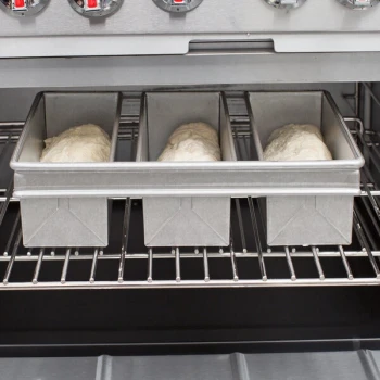 Chicago Metallic 45635 1 lb. 3-Strap Glazed Aluminized Steel Bread Loaf Pan - 9 inch x 4 1/2 inch x 2 3/4 inch