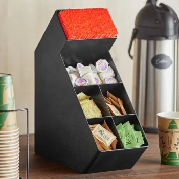 Choice Black Plastic Countertop Condiment Organizer