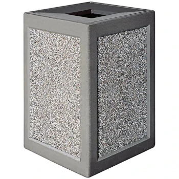 Wausau Tile TF1240 Auto Attendant 22 Gallon Concrete Square Trash Can with Aluminum Lid
