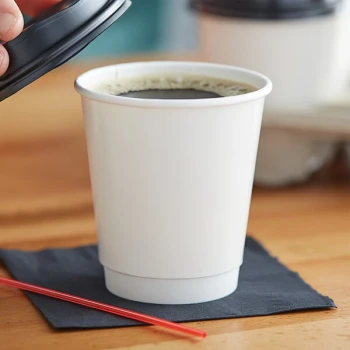 Choice 10 oz. Smooth Double Wall White Paper Hot Cup - 25/Pack