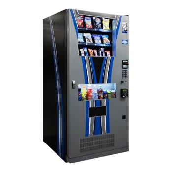 Seaga QUICKBreak 29-Item Ambient / Refrigerated Vending Machine / Combo Merchandiser with Black / Blue Striped Graphic