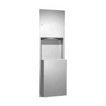 American Specialties, Inc. Traditional 10-0469-BL Stainless Steel Recessed Paper Towel Dispenser with 18 Gallon Waste Receptacle