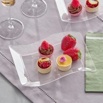 Fineline Wavetrends 1405-CL 5 1/2" x 7 1/2" Clear Plastic Dessert Plate - 120/Case