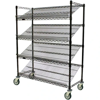 Eagle Group M1860BL-4 60" x 18" Black 4 Shelf Angled Merchandising Cart