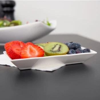 American Metalcraft PORSD3R 3 Compartment White Porcelain Sauce Dish - 6/Case
