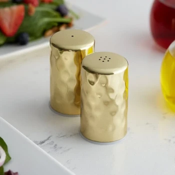 American Metalcraft GHSP2 2 oz. Gold Hammered Finish Salt and Pepper Shaker Set