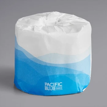 Pacific Blue Select 4" x 4" Individually-Wrapped 2-Ply 550 Sheet Embossed Toilet Tissue Roll - 80/Case