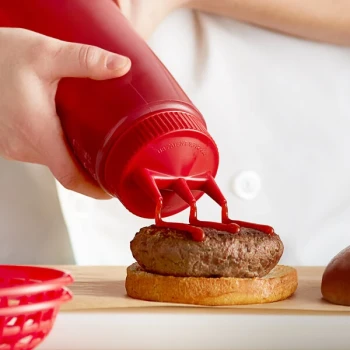 Vollrath 3324C-02 Traex® Color-Mate™ 24 oz. Red Tri Tip™ Wide Mouth Squeeze Bottle