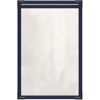H. Risch, Inc. TES Deluxe Sewn 5 1/2" x 8 1/2" Blue 2 View Vinyl Menu Cover with Black Smooth Corners and Gloss Finish