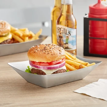 TableCraft 123524 Better Burger 8 1/2" x 5 3/4" Rectangular Stainless Steel Serving Basket