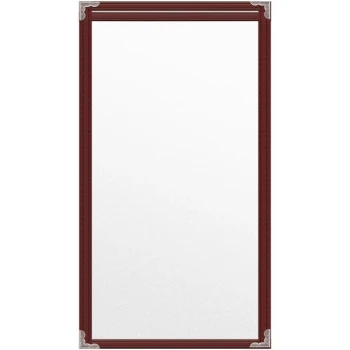 H. Risch, Inc. TES Deluxe Sewn 5 1/2" x 11" Maroon 2 View Vinyl Menu Cover with Silver Decorative Corners and Matte Finish