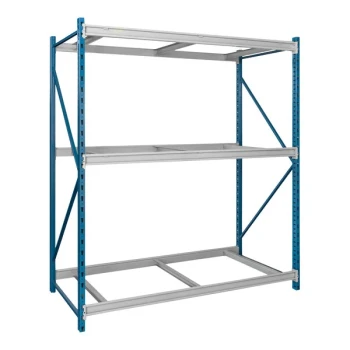 Hallowell 48" x 24" x 87" Marine Blue / Light Gray 3-Level Bulk Rack Starter with No Decking HBR482487-3S-PB