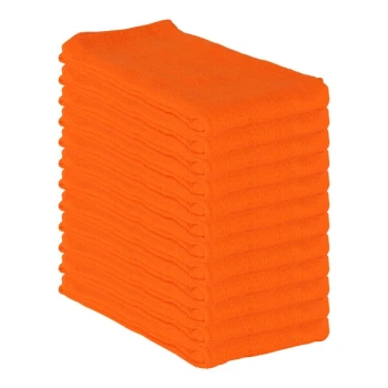 Hospeco 16" x 26" Orange 100% Cotton Huck Towel - 12/Pack