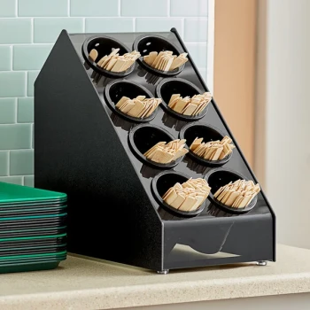 Vollrath CTFWH-8B Black Countertop 8-Cylinder Flatware Organizer with Black Perforated Cylinders