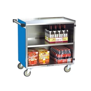 Lakeside 644BL Medium-Duty Stainless Steel Three Shelf Utility Cart with Enclosed Base and Royal Blue Finish - 22 1/2" x 39 1/4" x 37 7/8"