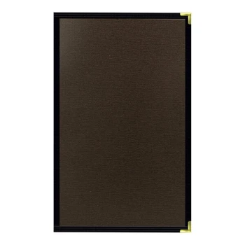 H. Risch, Inc. Linen 8 1/2" x 14" Customizable Espresso 3-View Menu Cover with Interior Pocket - 25/Case