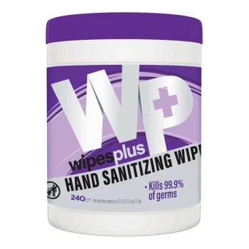 WipesPlus 6" x 6 3/4" 240-Count Hand Sanitizing Wipes