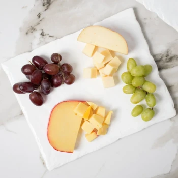 10 Strawberry Street P4111 Izabel Lam Out of the Woods 10 1/4" x 8 1/4" Bright White Slate Textured Medium Rectangular Porcelain Platter - 18/Case