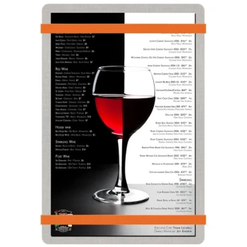 Menu Solutions ALSIN58-RB Alumitique 5 1/2" x 8 1/2" Customizable Brushed Aluminum Menu Board with Orange Bands