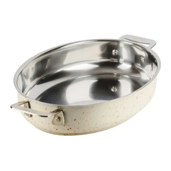 Bon Chef 60002DESERT Cucina 2.5 Qt. Desert Stainless Steel Oval Au Gratin Dish