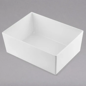 TableCraft CW5006W Simple Solutions 1/2 Size 8 Qt. White Cast Aluminum Deep Straight Sided Bowl - 5" Deep