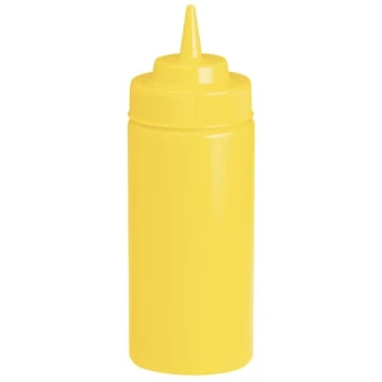 TableCraft 11663M 16 oz. Yellow WideMouth™ and Standard Cone Tip Squeeze Bottle with 63 mm Opening - 12/Pack