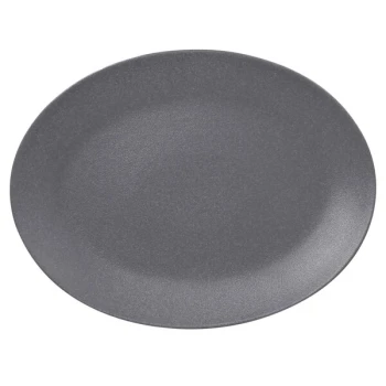RAK Porcelain Neo Fusion 12 9/16" x 9 1/16" Stone Gray Porcelain Oval Coupe Platter - 6/Case