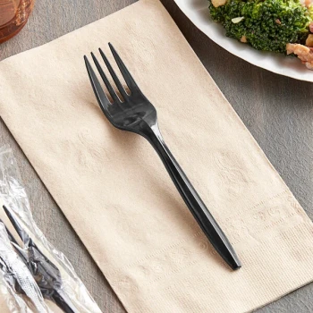 Choice Individually Wrapped Medium Weight Black Polypropylene Plastic Fork - 1,000/Case