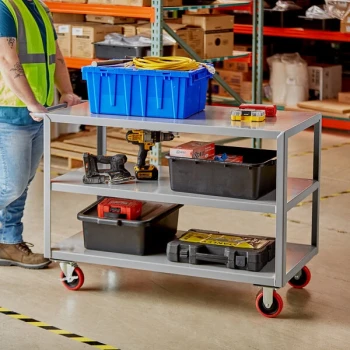 Lavex 48" x 24" x 35" Three Shelf Steel Utility Cart - Fully Welded