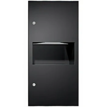 American Specialties, Inc. Simplicity 10-64623-41PC Matte Black Recessed Paper Towel Dispenser with 2.2 Gallon Waste Receptacle