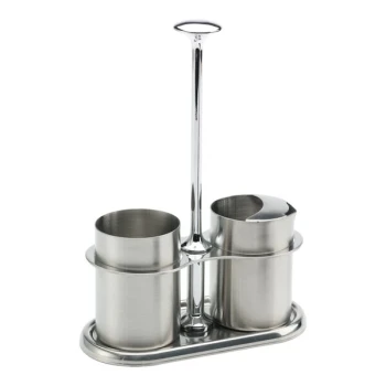 Service Ideas 4 oz. Brushed Stainless Steel Sugar Stick Holder and Creamer Set STCCRSG4
