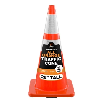 Xpose Safety 28" Orange Heavy-Duty PVC Traffic Cone with 7 lb. Anti-Slip Base and Double Reflective Collars AOTC28-64-1-X