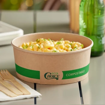 EcoChoice 50 oz. Round Kraft Bio-Lined Compostable Take-Out Container 7 5/16" x 3" - 300/Case
