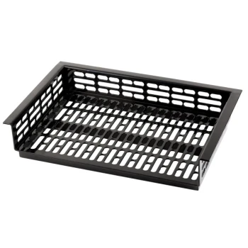 TableCraft CW1070BK Simple Solutions 21 1/4" x 14 3/8" x 3" Black Cast Aluminum Perforated Single Cold Well Drop-In Template