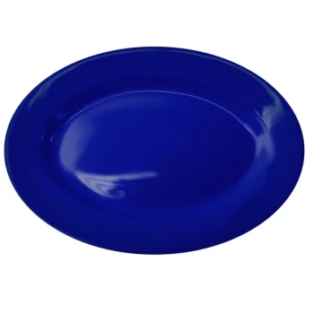 International Tableware Cancun 12 1/2" x 9" Cobalt Blue Stoneware Wide Rim Platter - 12/Case