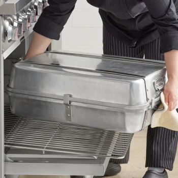 Choice 28 Qt. Aluminum Double Roaster Pan - 25" x 19" x 8 1/2"