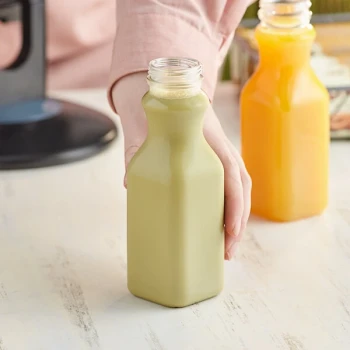 10 oz. Square PET Clear Carafe Juice Bottle - 270/Case