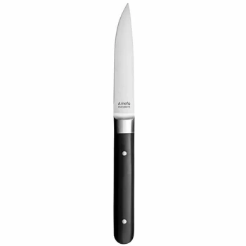 Amefa Fusion 8 5/8" High Carbon Stainless Steel Steak Knife with Black Plastic Handle - 12/Case
