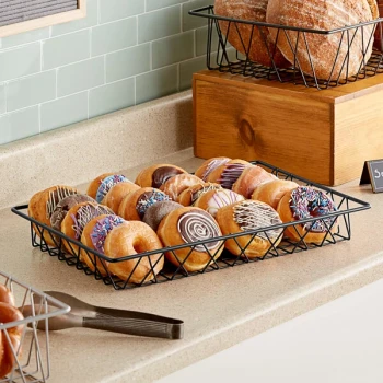 GET WB-953-BK POP Black Wire Pastry Basket - 18" x 12" x 2"