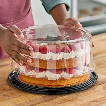D&W Fine Pack 10" High Dome Cake Display Container with Clear Scalloped Dome Lid - 60/Case