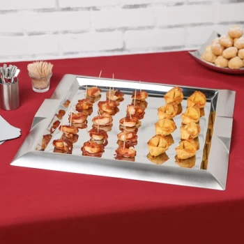 Vollrath 82092 Square Stainless Steel Serving Tray with Handles - 18 1/2" x 18 1/2"